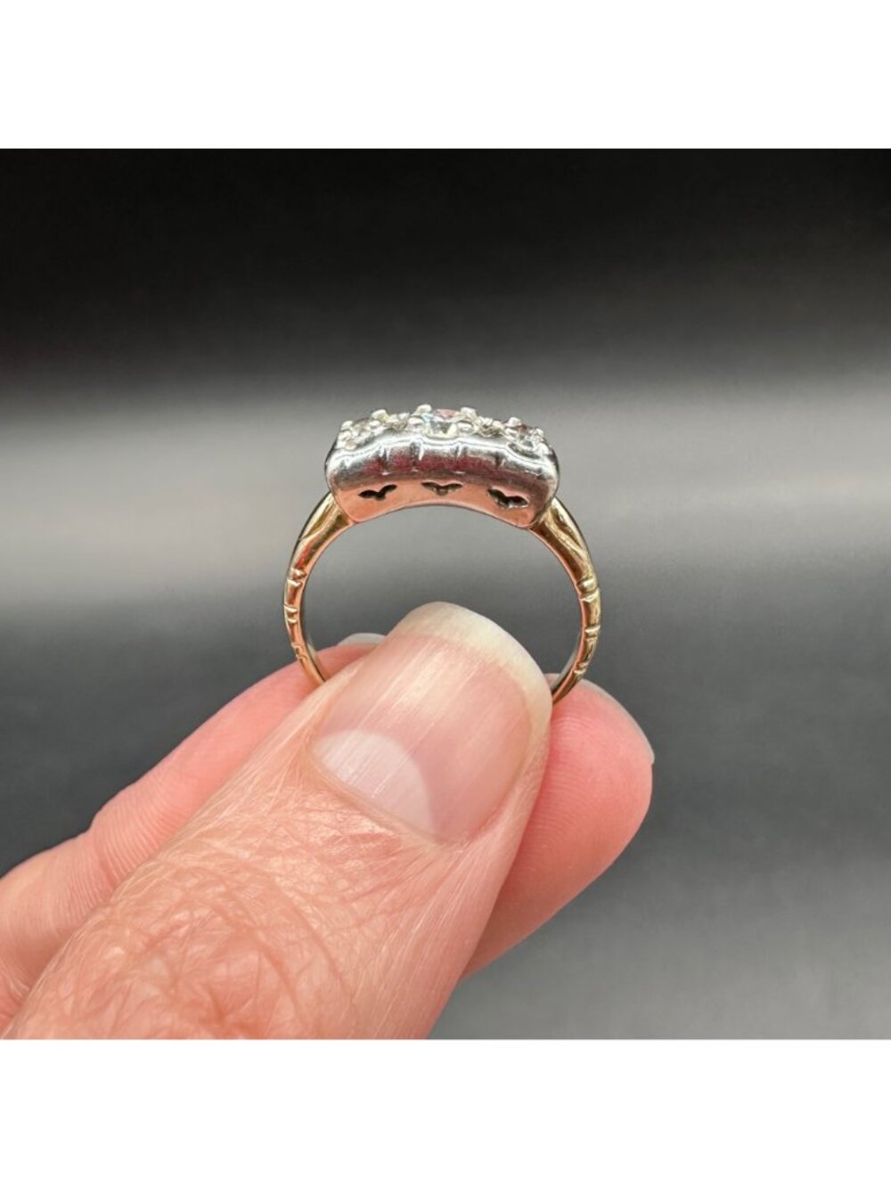 Vintage Three Stone Diamond Ring 14K Gold Elegant Jewelry Engagement Size 6.75 - Picture 10 of 14